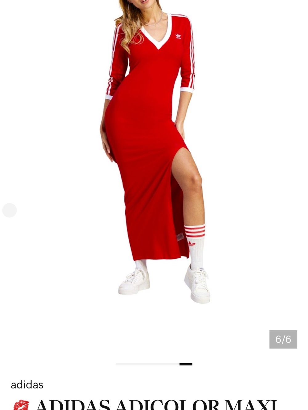 adidas Red Maxi Dress with White Trim - Picture 5 of 6